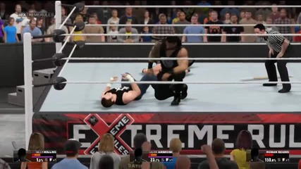 Wwe 2k15 Seth Rollins vs Roman Reigns vs Dean Ambrose - Extreme Rules Math For Wwhc ( My Gameplay )
