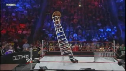Rey Mysterio throws Alberto Del Rio off a Ladder throught a Table
