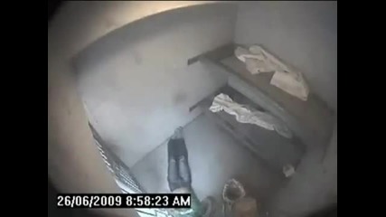 Prison Break - Затворник се опитва да избяга , скачайки от двуетажно легло в тоалетната 