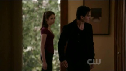 Damon and Elena talk about John being back in town