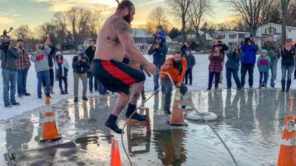 Braun Strowman jumps into a frozen lake for charity