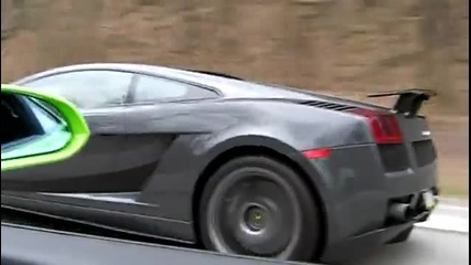 Зверска Надпревара Lamborghini Gallardo vs Gallardo Superleggera (from roll)
