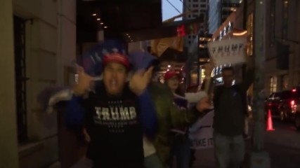 USA: Trump supporters rally outside Trump Tower on election night