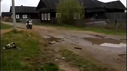 Drunk Russian Crashes His New Scooter Funny fail
