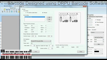 Simple to design barcode on different type of barcode label sheet