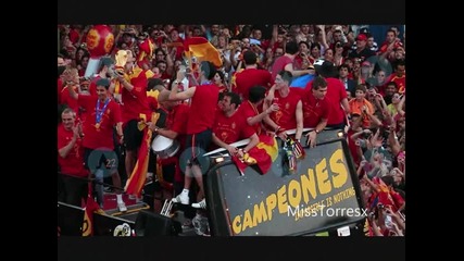 Spanish National Team celebrating [on the plane n in Madrid