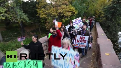 USA: Activists rally outside Republican GOP debate in Colorado