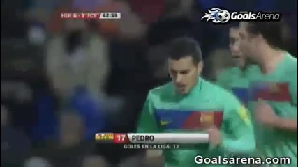 Hercules vs Barcelona 0 - 3 Pedro Goal - [29 - 01 - 2011]
