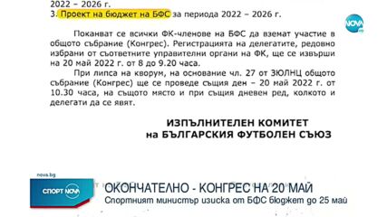 Извънредно: Конгрес на БФС на 20-и май!