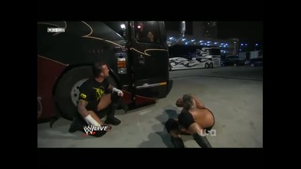 Wwe Raw - Cm Punk attacks Randy Orton backstage 03-21-2011