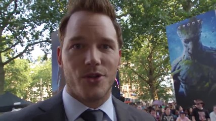 Звездата Крис Прат в Лондон на премиерата на филма си Пазители на Галактиката (2014)