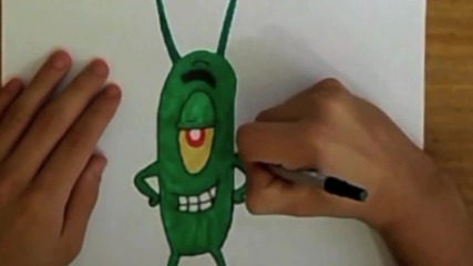 kak se risuva Plankton ot Sponge Bob