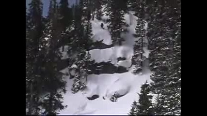 Extreme Skiing 60 cliff drop 