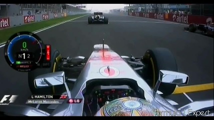 F1 Гран при на Индия 2012 - старта на Hamilton [hd][onboard]