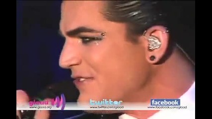 Adam Lambert performs Music Again at the 21st Annual Glaad Media Awards in Los Angeles 
