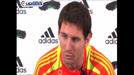 Leo Messi talks about Barcelona, Real Madrid & More at the launch of the adizero F50 micoach Hd