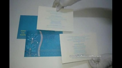 W-4773b, Turquoise Color, Woolly Paper Unique Wedding Invitation Cards