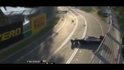 Bbc F1 2012 - катстрофа на Пастор Малдонадо в последната обиколка на Гп на Австралия