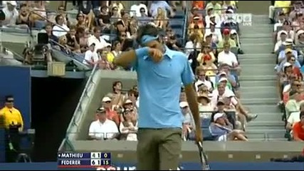 Federer vs Mathieu Us Open 2010 Highlights 