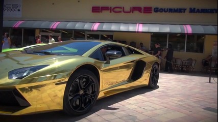 Gold Lamborghini Aventador
