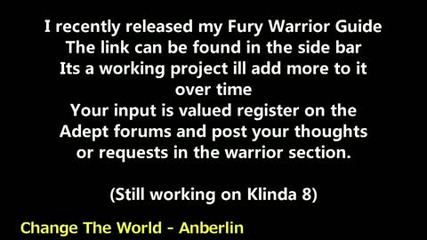 Klindas Fury Warrior Guide 