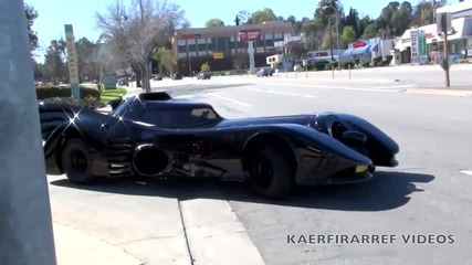 Batmobile movie car driving on the street