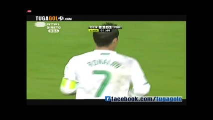 Portugal vs Denmark 1-2 2011 Ronaldo Freekick