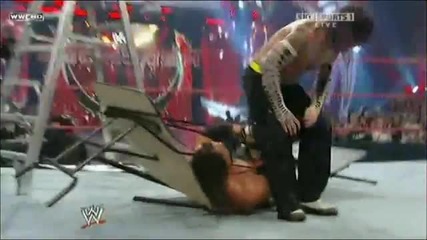 Ladder Leapfrog Leg Drop into a Table - Jeff Hardy