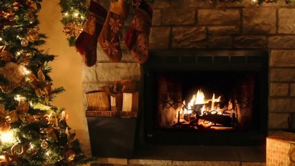 Merry Christmas Christmas Tree with Fireplace Xmas Song Hd 4k