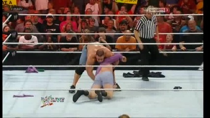 Wwe Raw 04.06.12 Джон сина Побеждава Тенсай ( и си Играе Хубаво със майкъл Коул смях!!!