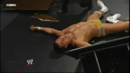 Rey Mysterio throws Alberto Del Rio off a Ladder throught a Table