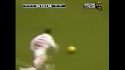 David Beckham - First Goal For Ac Milan (ac Milan 4 - 1 Bologne