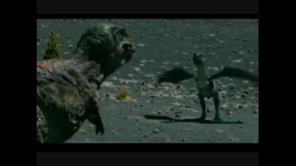 T Rex comes across a dragon