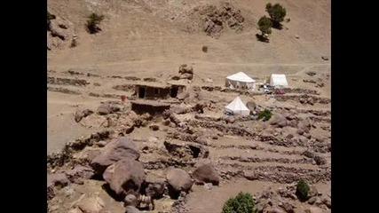 Trekking in Morocco. High Atlas Mountains Toubkal
