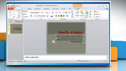 Microsoft® Powerpoint 2010: How to redo type in a current presentation on Windows® 7?