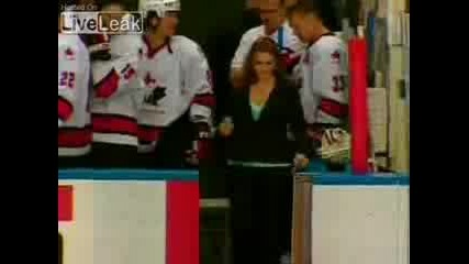 Girl Humiliates Herself At Ice Hockey Game