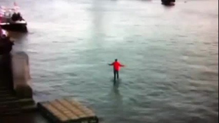 Dynamo magician walks on water.
