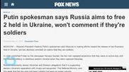 Putin Spokesman Says Russia Wants to Free 2 Held in Ukraine