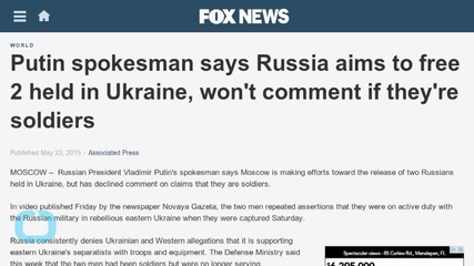 Putin Spokesman Says Russia Wants to Free 2 Held in Ukraine