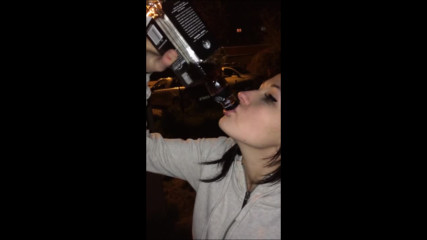 One girl drink Jack Daniels in one shot