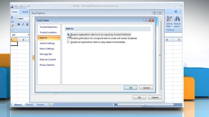Microsoft® Excel 2007: How to view or change add-in security settings on Windows® Vista?