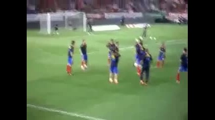 финт на Juan Mata при загрявката 