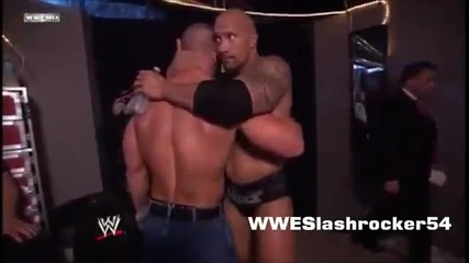 John Cena And The Rock Showing Respect After His Match At Wrestlemania 28