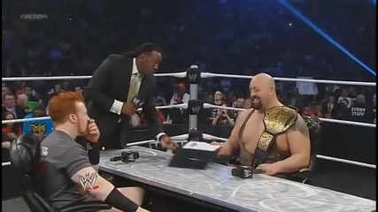 Sheamus и Big Show подписват договора за мача им със столовете Tlc 2012 - Smackdown 12/7/12