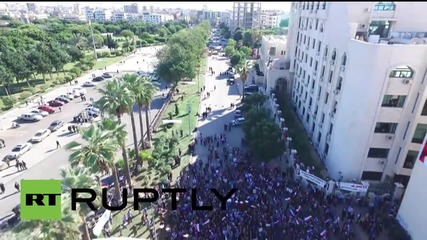 Syria: Drone captures pro-Russian rally in port city of Tartus