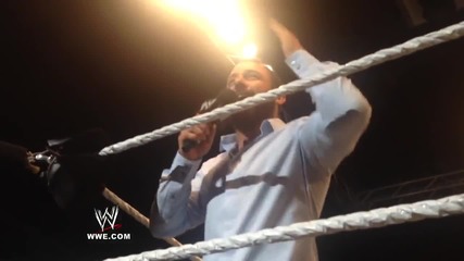 Santino Marella makes a career-related announcement at a Wwe Live Event