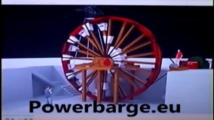 Newly patented unbalanced semisubmerged power wheel rotates thanks to gravity and float upthrust