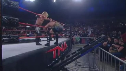 Slingshot Sunset Flip Powerbomb into a Ladder