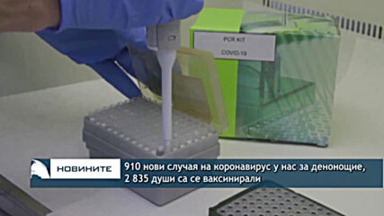 910 нови случая на коронавирус у нас за денонощие, 2 835 души са се ваксинирали