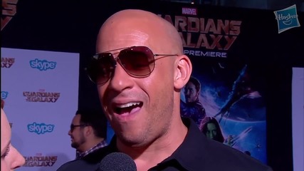 Легендата Вин Дизел дава интервю на премиерата на филма си Пазители на Галактиката (2014)